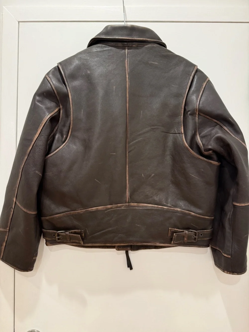 Mango Oversized Worn Effect Leather Jacket Allsaints Zara - Picture 9 of 12